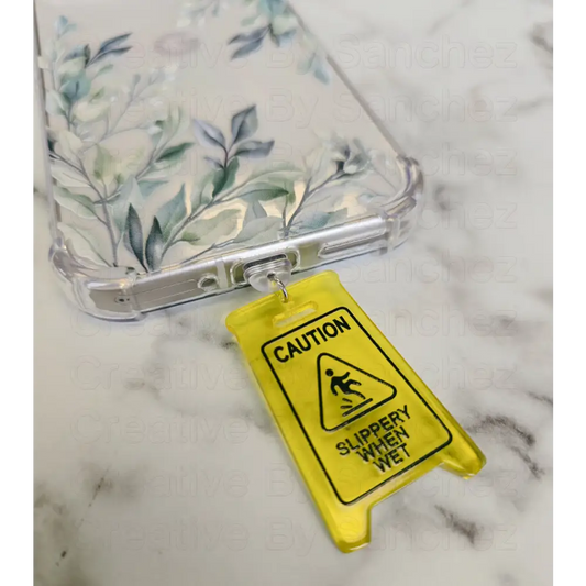 Caution, Slippery When Wet–USB-C Dust Plug Charm for Kindle, Phones, and Tablets
