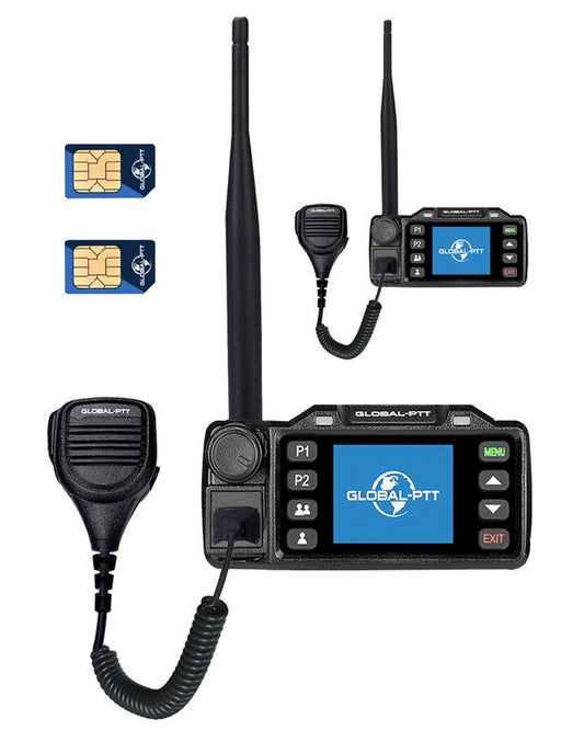 Global-Ptt V1 Walkie Talkie Vehicle Radio Station with 4G LTE GPS Function Dual Pack Portable Audio Radio for Nationwide Communication