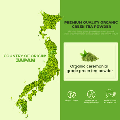 Ceremonial Matcha Green Tea Powder, Authentic Japanese - Premium First Harvest - Energy & Focus - Antioxidant Rich - USDA Organic & Kosher - 4 oz (113g)