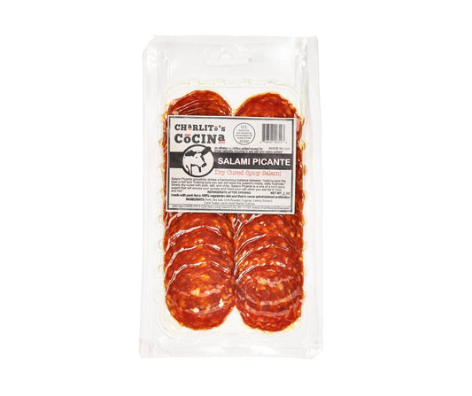 Charlito’s Cocina Salami Picante - Dry Cured Spicy Salami (Presliced) - 15 x 3oz