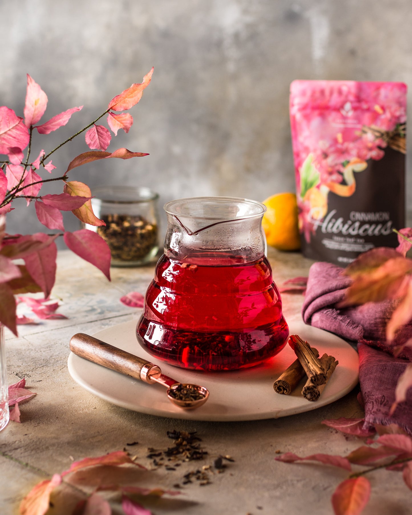 Cinnamon Hibiscus Loose Tea, Heart Health & Antioxidant Rich - Caffeine Free - 55+ Cups - USDA Organic & Kosher - 4 oz (113g)