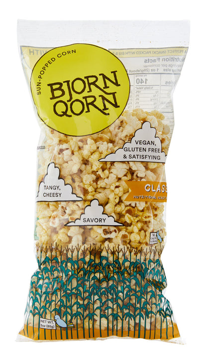 Bjorn Qorn Popcorn Classic Bags - 12-Pack x 3oz Bag