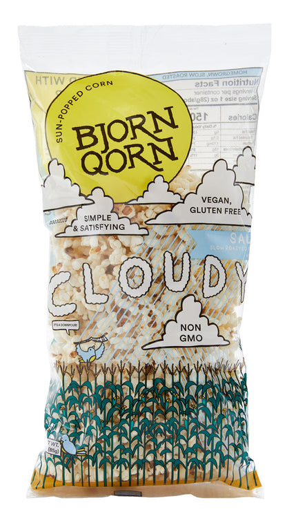 Bjorn Qorn Cloudy Popcorn Bags -12-Pack x 3oz Bag case