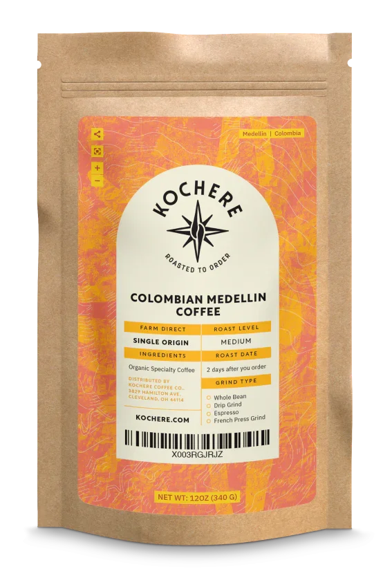 Kochere Coffee Colombian Medellin Single Origin Medium Roast - Dried Orange, Berry Notes