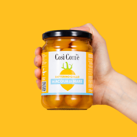 Così Comè, Whole Yellow Datterini Tomatoes in Sea Water, (12.354 oz) 350g