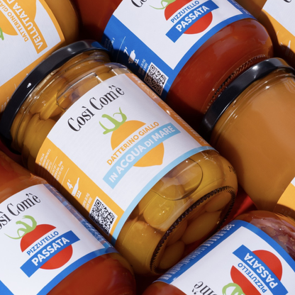 Così Comè, Whole Yellow Datterini Tomatoes in Sea Water, (12.354 oz) 350g