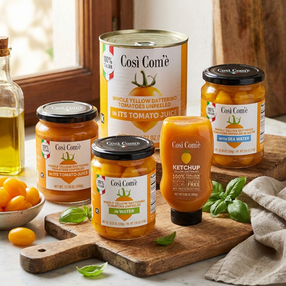 Così Com’è, Italian Yellow Datterino Tomatoes Unpeeled in Own Juice – 12.3 oz (350 g)