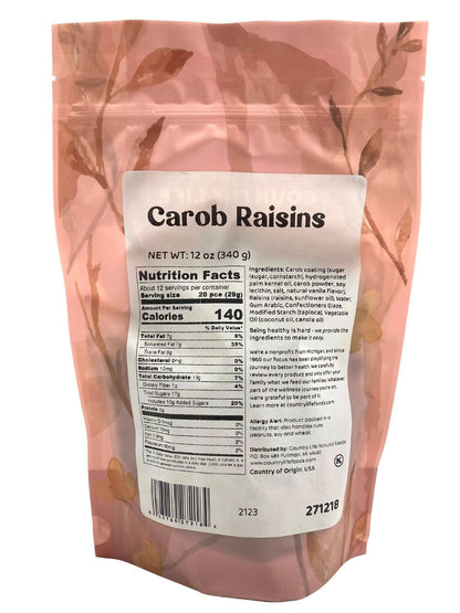 Carob Coated Raisins, Sugar Sweetened
