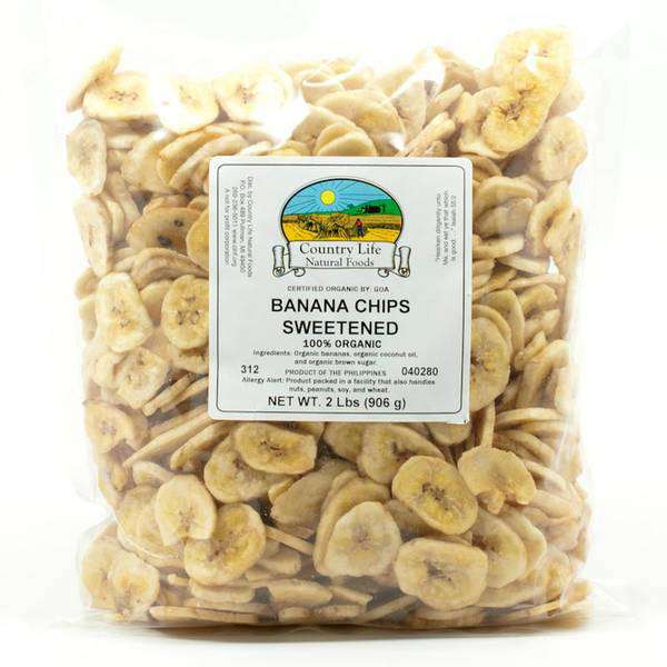 Banana Chips, Sweetened, Organic