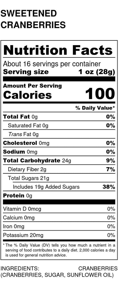 Cranberries, Sugar Sweetened