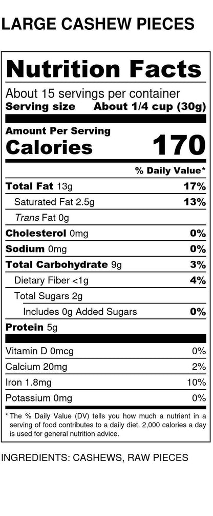 Cashews, Large Pieces, Organic