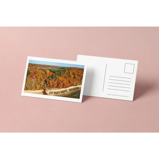 Cut River Bridge Michigan Postcard – Fall Scenic View – Licensed Photography with Original Design