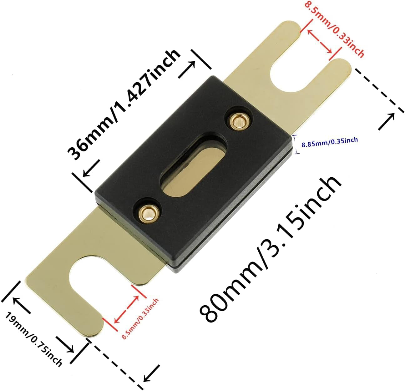2Pcs 100A ANL Fuse Holder and 2Pcs 100Amp 32VDC ANL Fuses for Audio and Video Systems