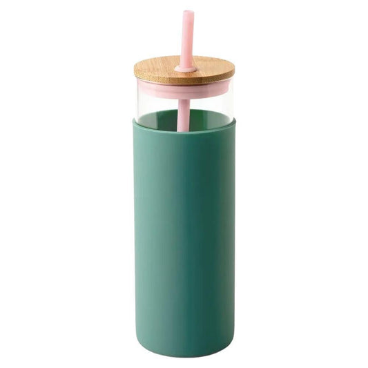 Designworks Ink - 'Peachy/Hunter' Glass Tumbler w/ Straw (22OZ)