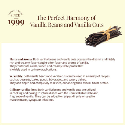 Premium Vanilla Cuts - 1 lb. Cut from Whole Vanilla Beans Grade B