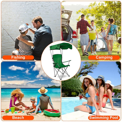 Portable Camping Chair with Adjustable Canopy - Lightweight Folding Design for Sunshade