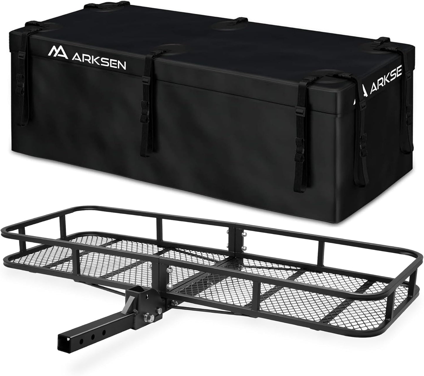 60 X 23 X 5.5 Inch Folding Hitch Cargo Carrier with 500D PVC Waterproof Cargo Bag, 500 Lbs Capacity Heavy Duty 2 Inch Receiver Luggage Basket for SUV, Pickup Truck, Camping & Travel
