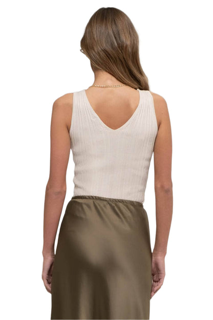 Sleeveless V Neck Sweater Knit Top