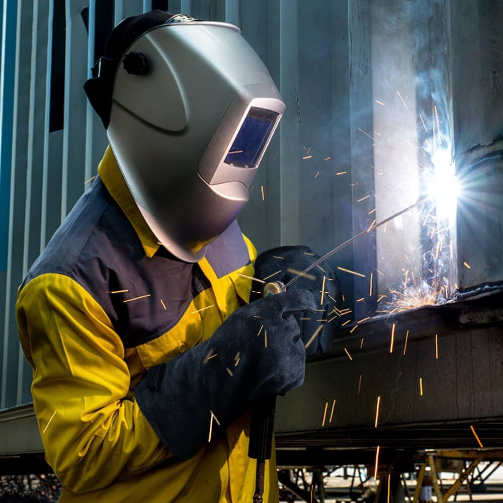 932°F Heat Resistant Welding Gloves 16 Inches Cowhide Leather - Long Sleeve and Insulated Lining BBQ Glove for Tig Welder/Mig/Grill/Barbecue/Stove Black-Gray