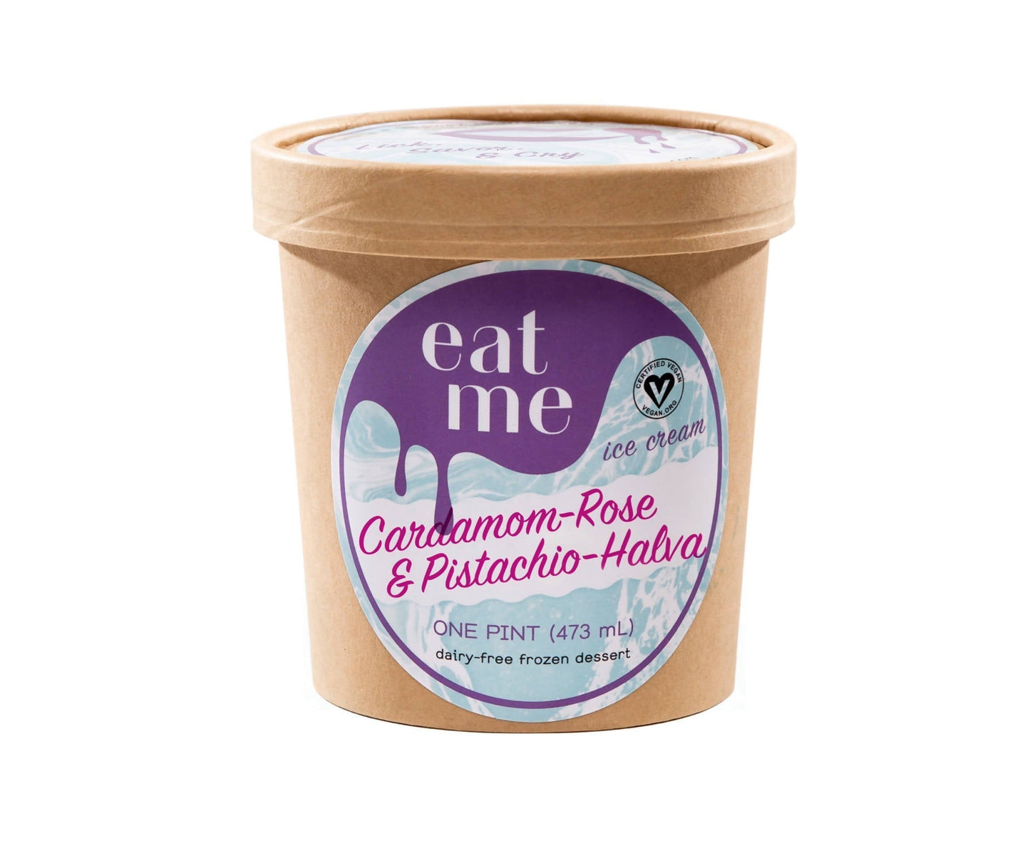 Cardamom, Rose + Pistachio Halva Vegan Ice Cream Pint Containers - 8 x 16oz