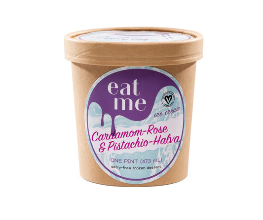 Cardamom, Rose + Pistachio Halva Vegan Ice Cream Pint Containers - 8 x 16oz