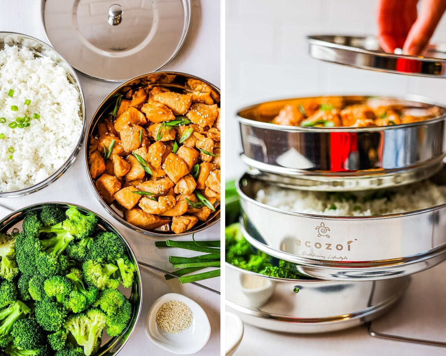 ecozoi Instant Pot Insert Pans, 3 Tier for 6 Qt / 8 Qt Pressure Cookers