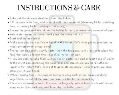 ecozoi Instant Pot Insert Pans, 3 Tier for 6 Qt / 8 Qt Pressure Cookers