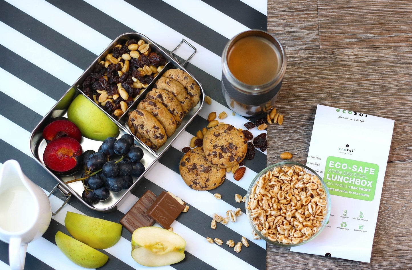 ecozoi Stainless Steel Lid for 1 Tier 60 Oz Lunch Box with Removable Divider