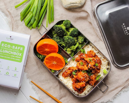 ecozoi Stainless Steel Lunch Box, 3 Compartment Leak Proof, 50 Oz