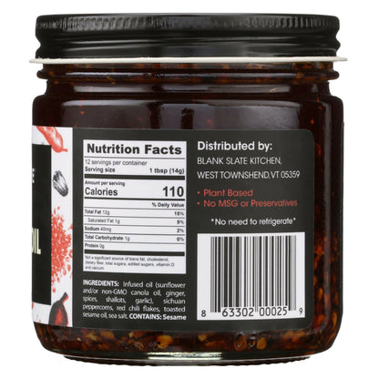 Blank Slate Sichuan Chili Oil Jar - 12 jars x 6oz case
