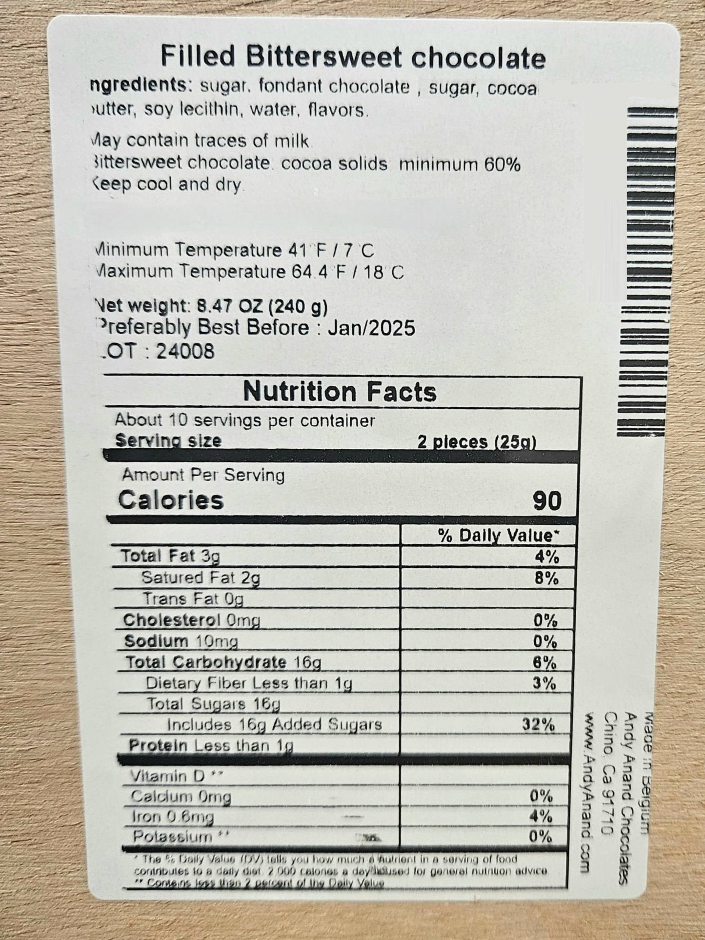 Andy Anand European Vegan Dark Chocolate – 18 Pc Non-Alcoholic Cocktail Flavors, 60% Chocolate (Cocoa Butter), Wooden Gift Box