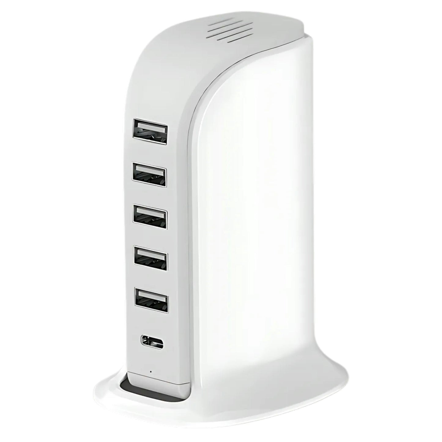 6-in-1 USB Charging Station – 40W Charger Block with 5 USB Ports (Shared 6A) & 3A USB-C Port, Multiport Desktop Charging Hub for Travel & Multiple Electronics