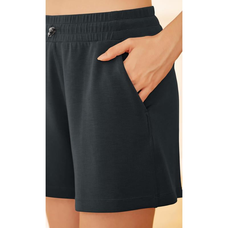 ODODOS Modal Soft Relaxed Shorts for Women Adjustable Shockcord High Waist Casual Shorts with Pockets
