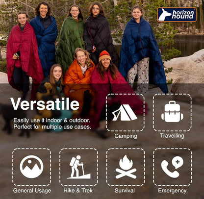 down Camping Blanket - Outdoor Travel Quilt | Sustainable, Insulated, Lightweight & Warm Gear for Sleep, Camping, Stadium, Hiking & Festivals | Water Resistant, Packable & Compact