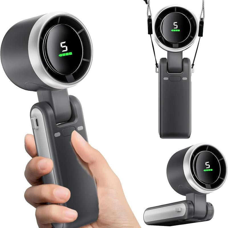 Portable Handheld Turbo Fan, 5 Gear Wind,4000Mah Battery Operated, up to 10 Working Hours, 3 in 1 Hand Fan Rechargeable with Air Turbo Tech Cooling Fan for Outdoor Activities, Travel
