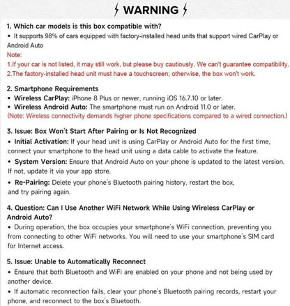 2025 Wireless Carplay Adapter for Iphone/Android - Fast Connection,No Latency,Hands-Free Call Wireless Adapter Electronic Charger Carplay Dongle
