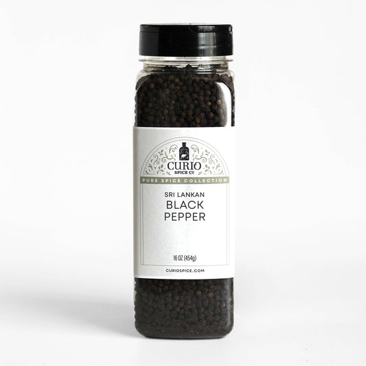 Curio Peppercorn, Sri Lankan Black Bulk Jar (16 oz) - 6 Pack Case