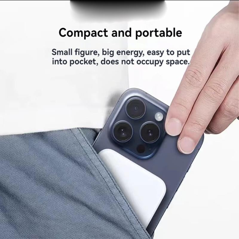 Magnetic Power Bank, Wireless Portable Charger Magsafe 15W Fast Charging, Only Compatible with Mobile Phone Battery Packs with Wireless Charging Function, Compact Electronic Accessories Rechargeable White/Pink/Black