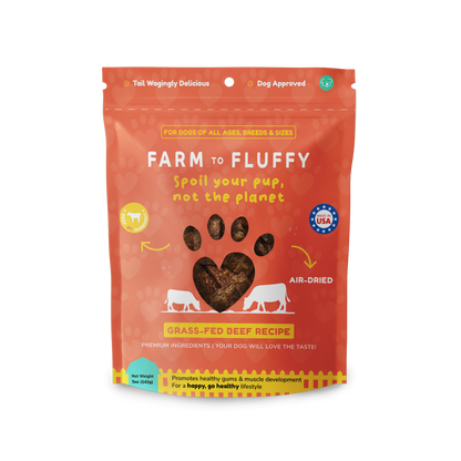 Farm To Fluffy Grass-Fed Beef Dog Treats, Antibiotic Free, Sustainable Bag - 5 oz