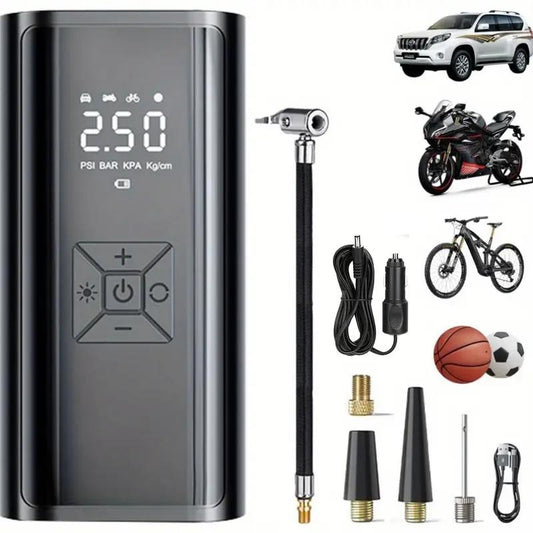 Ultra Air Compressor Cordless Car Tire Inflatorelectric Equipment USB Rechargeable, Motorcycles & Bicycles &Sports Balls Emergency Tool Wireless Pump Pressure Gauge Powool Stire Inflator Car Inspection Tool Portable Bike Vehicle Fast Inflation