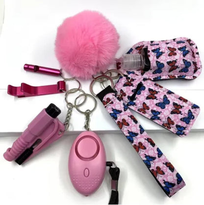 Safety Keychain Full Set, Self Defense Security Keychain Set with Personal Alarm Protective Keychain Accessories for Women Girls