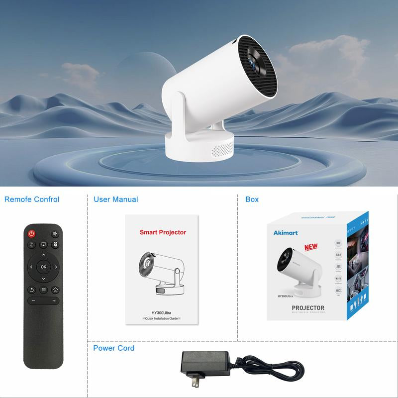 Mini Projector 4K Support with Dual-Band WIFI6 5G Wireless 5.4 Bluetooth Android 11, Soundbase Speaker, Manual Focus, Auto Vertical Keystone 180°Rotatable Portable Proyector for Home Bedroom Outdoor