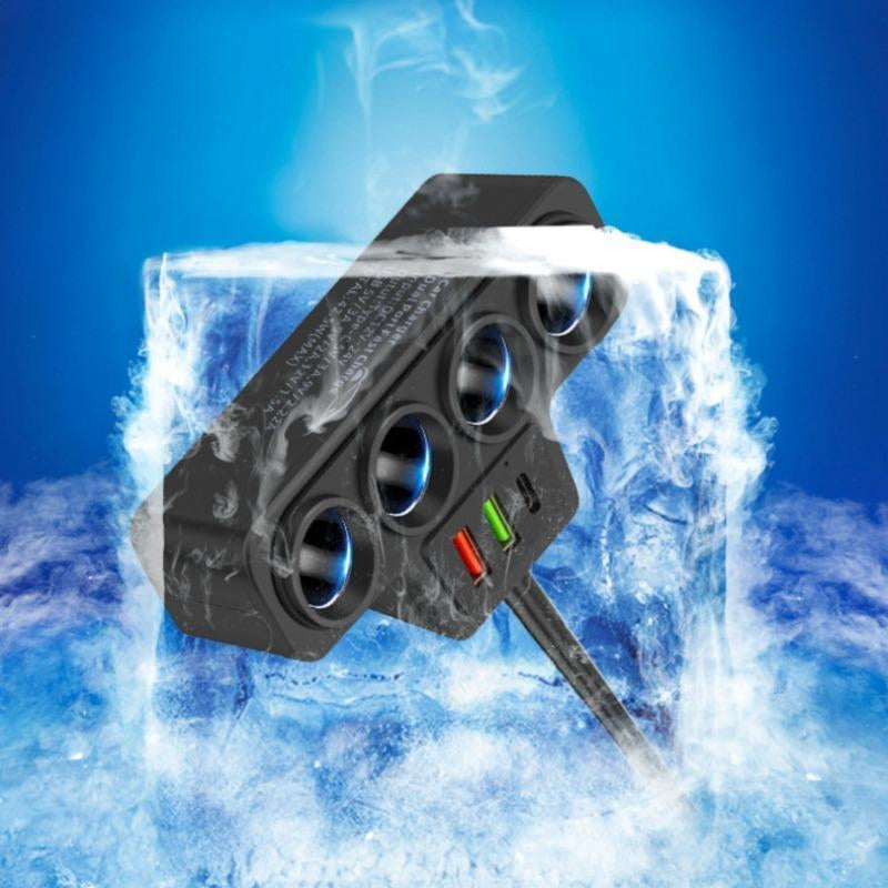 120W Car 4-Socket Adapter with PD Fast Charge,Qc3.0 & PD 3 Charging Ports, Super Fastcharger Adapter for 12V/24V Vehicles