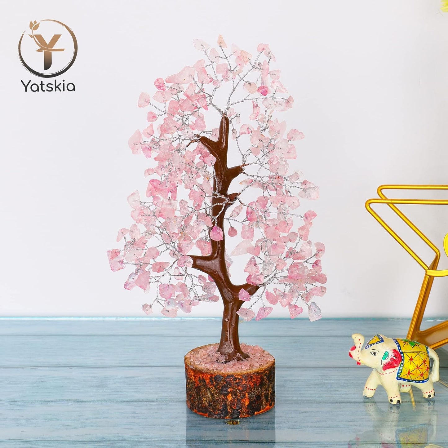 Rose Quartz Crystal Tree - Bonsai Tree of Life - Pink Room Decor - Desk Decorations for Women Office - Gemstones and Crystals - Stones and Crystals