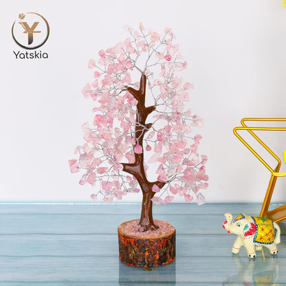 Rose Quartz Crystal Tree - Bonsai Tree of Life - Pink Room Decor - Desk Decorations for Women Office - Gemstones and Crystals - Stones and Crystals