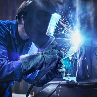 932°F Heat Resistant Welding Gloves 16 Inches Cowhide Leather - Long Sleeve and Insulated Lining BBQ Glove for Tig Welder/Mig/Grill/Barbecue/Stove Black-Gray