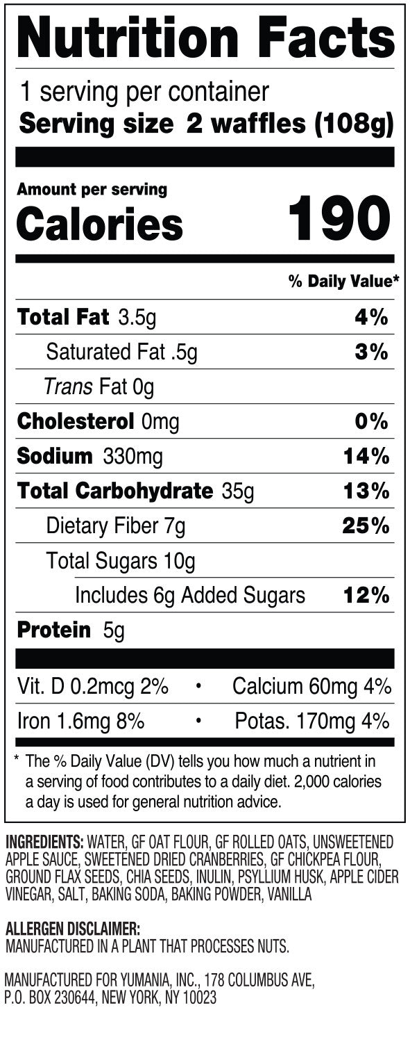 Joyffles apple cranberry (tart and sassy) Waffles - 2-piece Pack