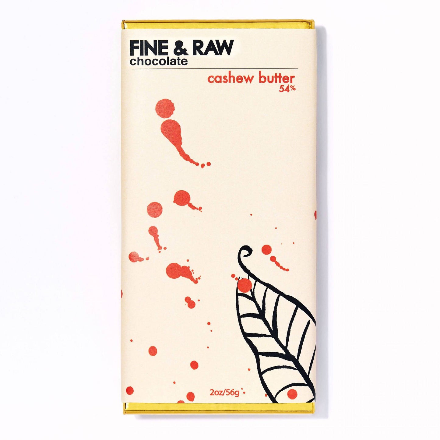 Fine and Raw Chocolate Bars, Cashew Butter Filled, Organic (54% Cocoa / Cacao) - 10 Bars x 2oz case