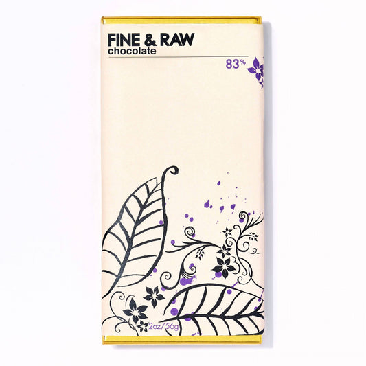 Fine and Raw Dark Chocolate Bars, Organic (83% Cocoa / Cacao) - 10 Bars x 2oz case
