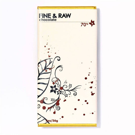 Fine and Raw Dark Chocolate, Organic (70% Cocoa / Cacao) - 10 Bars x 2oz case